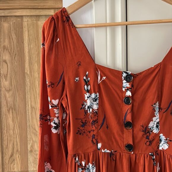 Urban outfitters Paulina orange floral jumpsuit medium - Picture 3 of 8